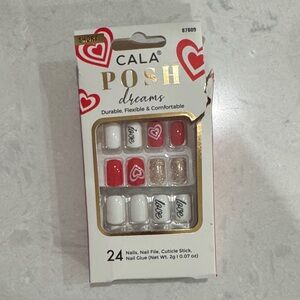 Posh Dreams Press-On Nails - Vibrant Red, Classic White, Shimmering Gold